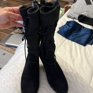 UGG black suede wedge boot